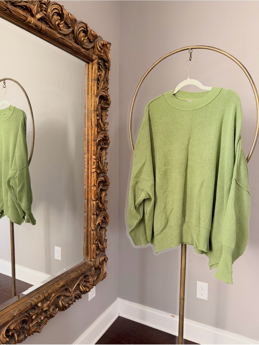 Free People Green Oversized Crewneck Sweater - Women's